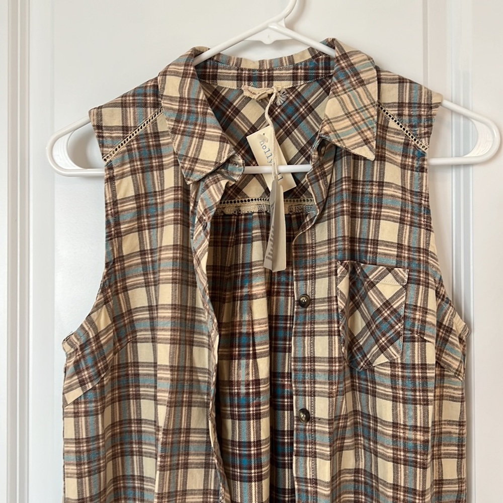 Sleeveless Plaid Tunic-NWTs